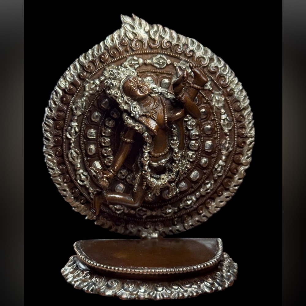 Copper Vajrayogini Statue - Silver Oxide Naro Dakini Sculpture
